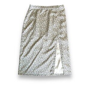 Abercrombie & Fitch Satin Leopard Animal Print Midi Skirt With Slit size large